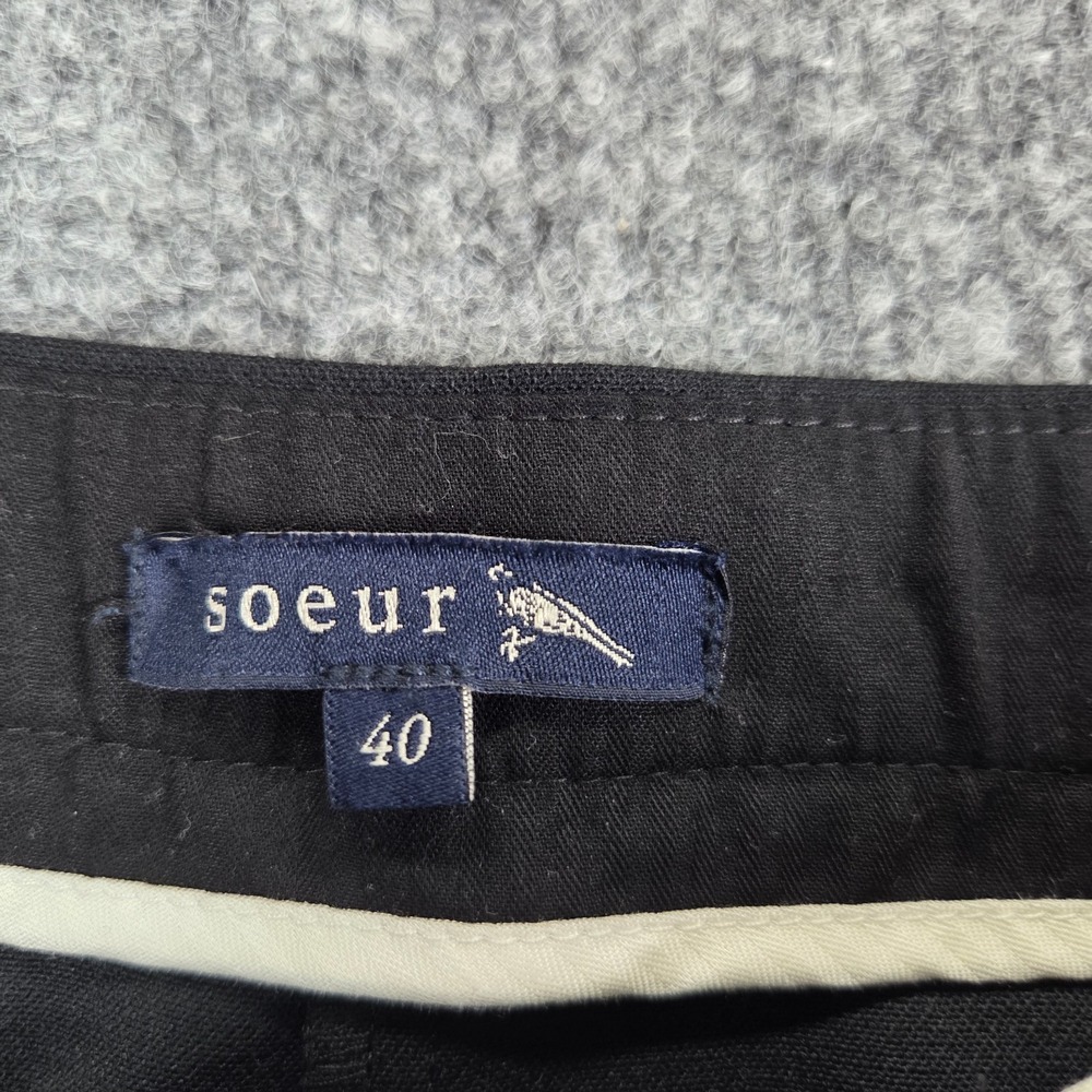 Soeur Harry Wide Leg Pants Black Stretch High Rise Patch Pocket Denim Size 40 8 - Picture 7 of 10